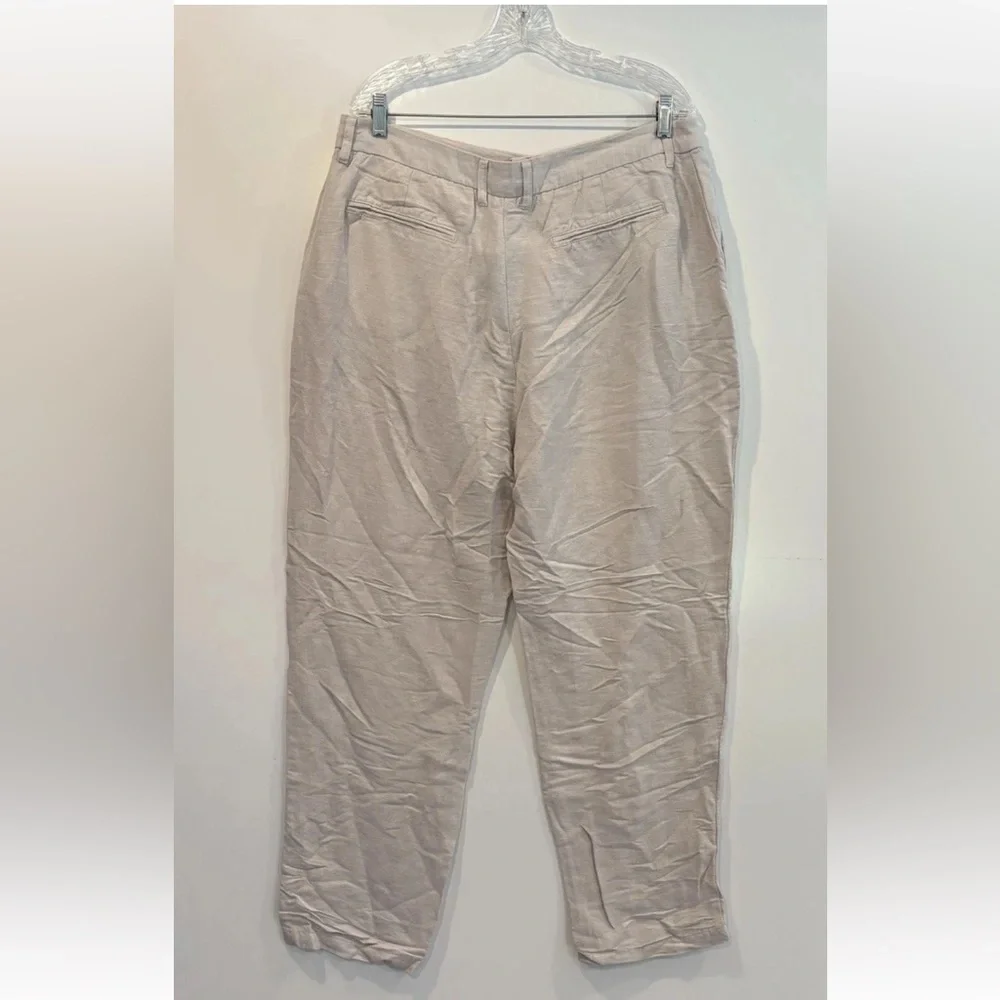 NWT Magaschoni Man Beige Linen Blend Pants Flat Front‎ Size W36 L31